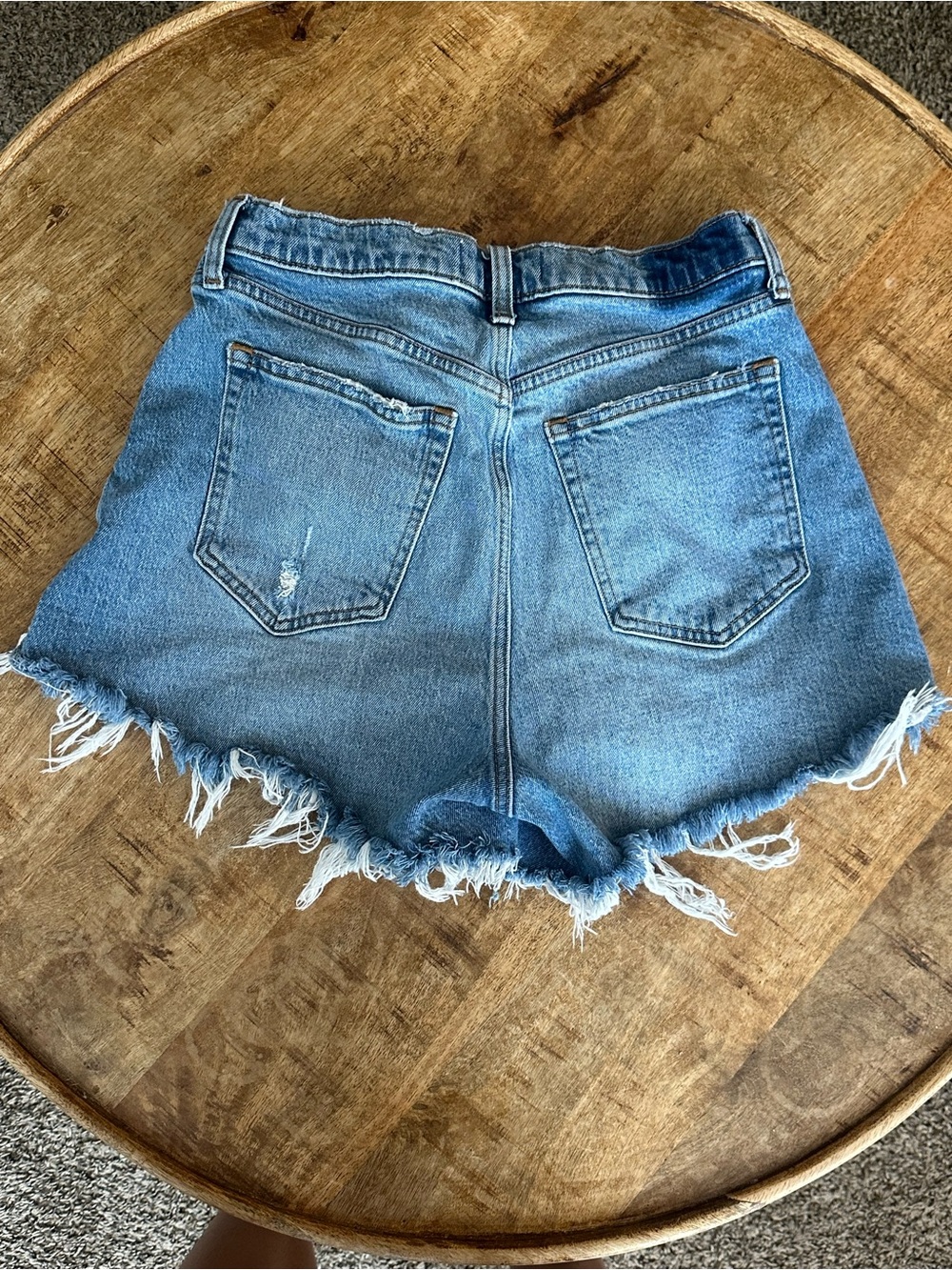 Abercrombie & Fitch Medium Blue Distressed Denim Cutoff Shorts - Picture 2 of 3